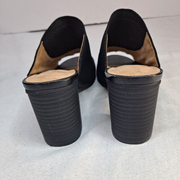 Solanz Marissa Mesh Sandals Women's 7M Black Block Heeled Mules - Picture 3 of 10